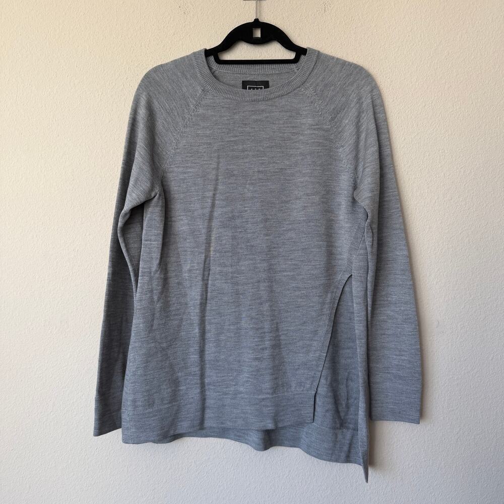 AYR Gray Asymmetrical Side Slit Crew Neck Sweater - Picture 2 of 4